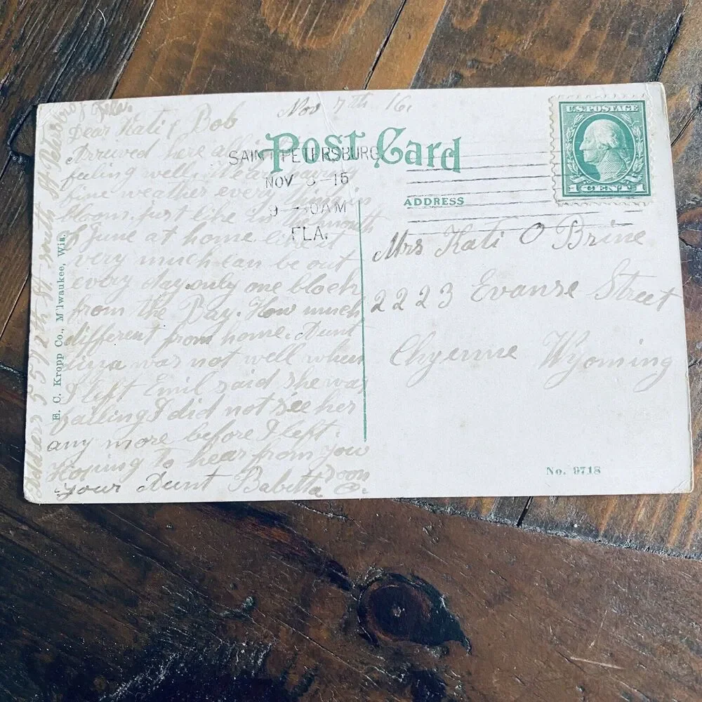 1916 Vintage Postcard Scenic Cars View Floronton Hotel St Petersburg Florida FL